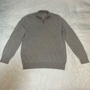 Charles Tyrwhitt London 1/4 Zip Pullover Men Lg Gray Heather Merino Wool Sweater
